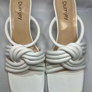 Women's Elegant White Knotted Heels